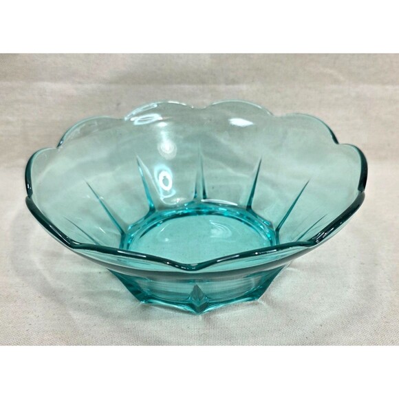 Anchor Hocking Swedish Modern Aquamarine Glass Serving Bowl – Made in USA -1960s - Picture 4 of 11
